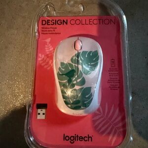 Logitech Design Collection Wireless Mouse with Green Leaf Pattern